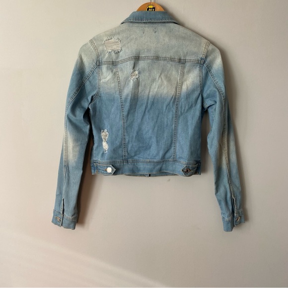 U2B light wash distressed stretch crop denim jean jacket - Small - Picture 2 of 16